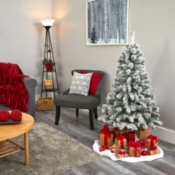 4' Pre-Lit Flocked Fir Artificial Christmas Tree, Warm Clear LED Lights -Noel Twinkle Shop dnnl20t1738 7 74778.1667531328