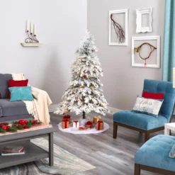 6' Pre-Lit Montana Spruce Flocked Artificial Christmas Tree, Clear LED Lights -Noel Twinkle Shop dnnl20t1794 3 39309.1680237799