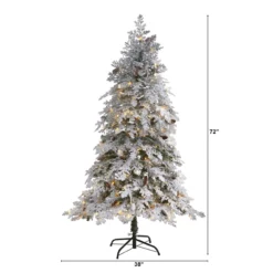 6' Pre-Lit Montana Spruce Flocked Artificial Christmas Tree, Clear LED Lights -Noel Twinkle Shop dnnl20t1794 7 59131.1680237801