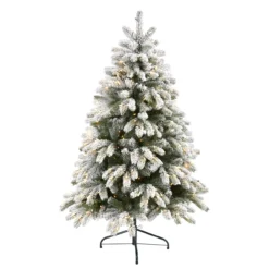 5’ Pre-Lit Flocked South Carolina Artificial Christmas Tree, Clear LED Lights