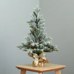 2' Potted Flocked Artificial Christmas Tree With Pinecones, Unlit -Noel Twinkle Shop dnnl20t1986 4 40791.1681393425