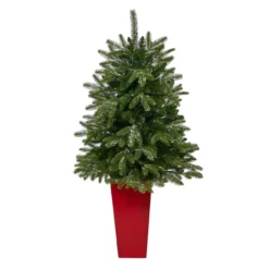 3.5' Pre-Lit Potted Snowed Teton Fir Artificial Christmas Tree, Clear Lights -Noel Twinkle Shop dnnl20t2247 rd 2 71995.1681023936