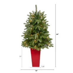 3.5' Pre-Lit Potted Snowed Teton Fir Artificial Christmas Tree, Clear Lights -Noel Twinkle Shop dnnl20t2247 rd 3 41518.1681023936