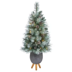 3.5โ Pre-Lit Potted Columbia Pine Artificial Christmas Tree, Clear Lights