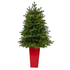 3.5’ Pre-Lit Potted Yukon Mountain Fir Artificial Christmas Tree, Clear Lights -Noel Twinkle Shop dnnl20t2290 4 47133.1681393465