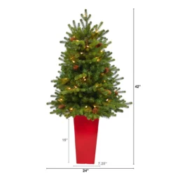 3.5’ Pre-Lit Potted Yukon Mountain Fir Artificial Christmas Tree, Clear Lights -Noel Twinkle Shop dnnl20t2290 8 15747.1681393467