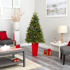 5' Pre-Lit Potted Snow Tipped Mini Artificial Christmas Tree, Clear LED Lights -Noel Twinkle Shop dnnl20t2311 3 13007.1680557246