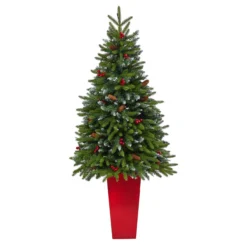 5' Pre-Lit Potted Snow Tipped Mini Artificial Christmas Tree, Clear LED Lights -Noel Twinkle Shop dnnl20t2311 4 60532.1680557247
