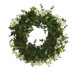 Green Eucalyptus And Daisy Twig Spring Floral Wreath, 18-Inch