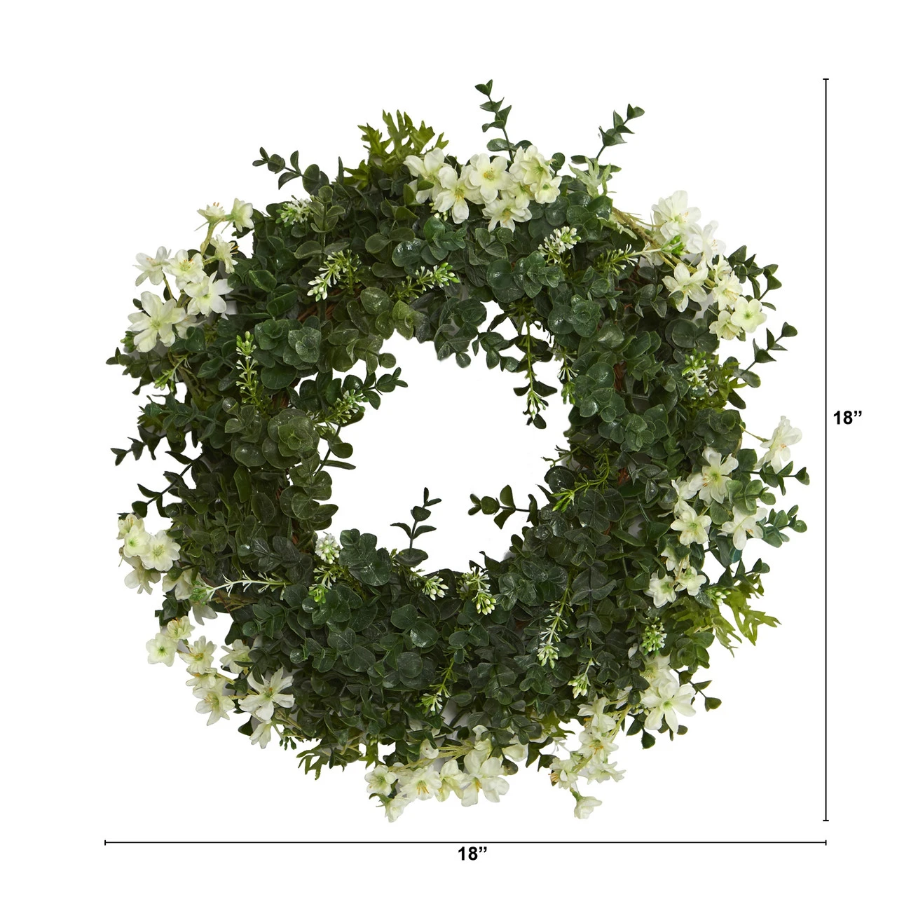 Green Eucalyptus And Daisy Twig Spring Floral Wreath, 18-Inch 5 Green Eucalyptus And Daisy Twig Spring Floral Wreath, 18-Inch - Image 3