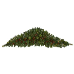 6' Pre-Lit Berries And Pine Cones Artificial Christmas Swag, LED Lights