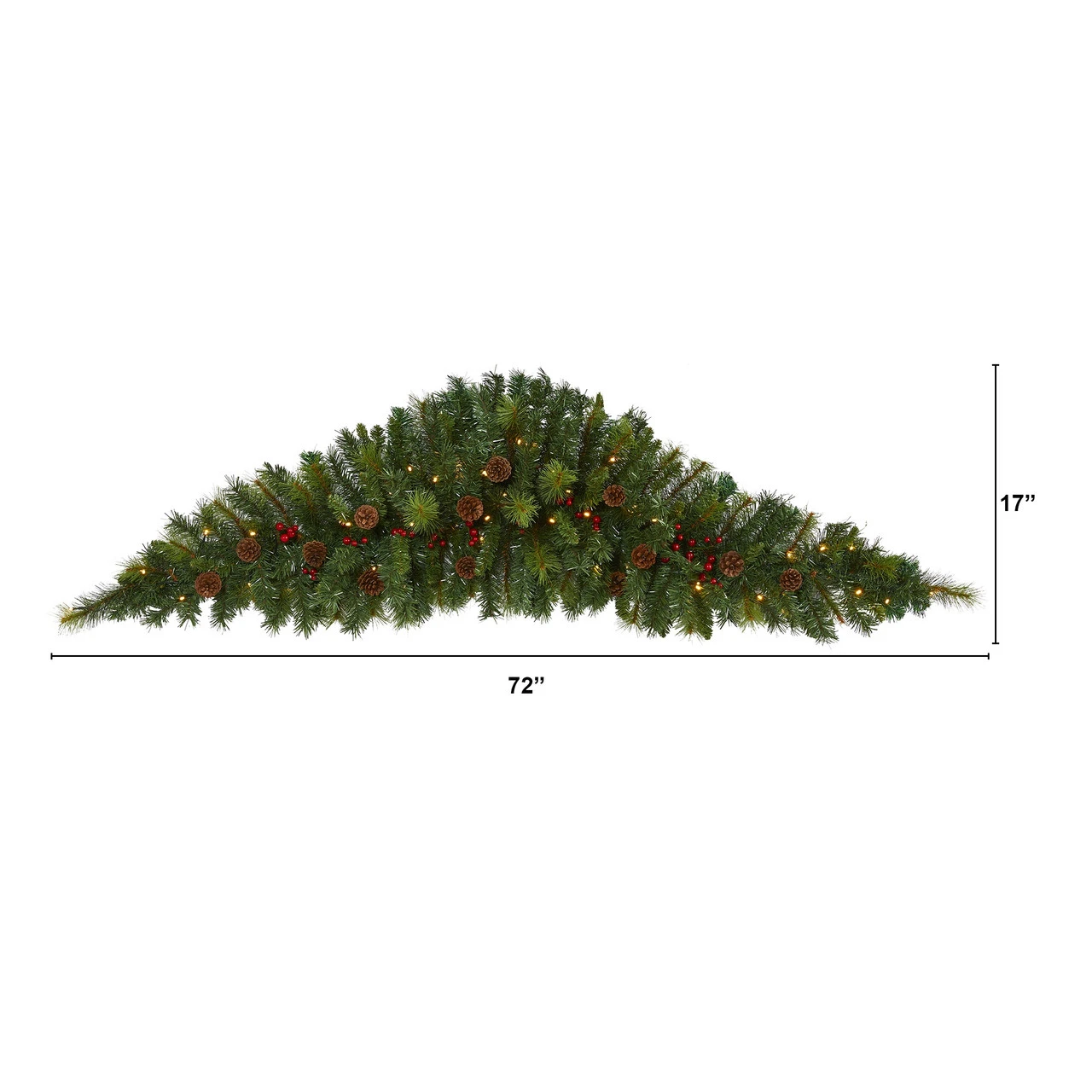 6' Pre-Lit Berries And Pine Cones Artificial Christmas Swag, LED Lights 7 6' Pre-Lit Berries And Pine Cones Artificial Christmas Swag, LED Lights - Image 5