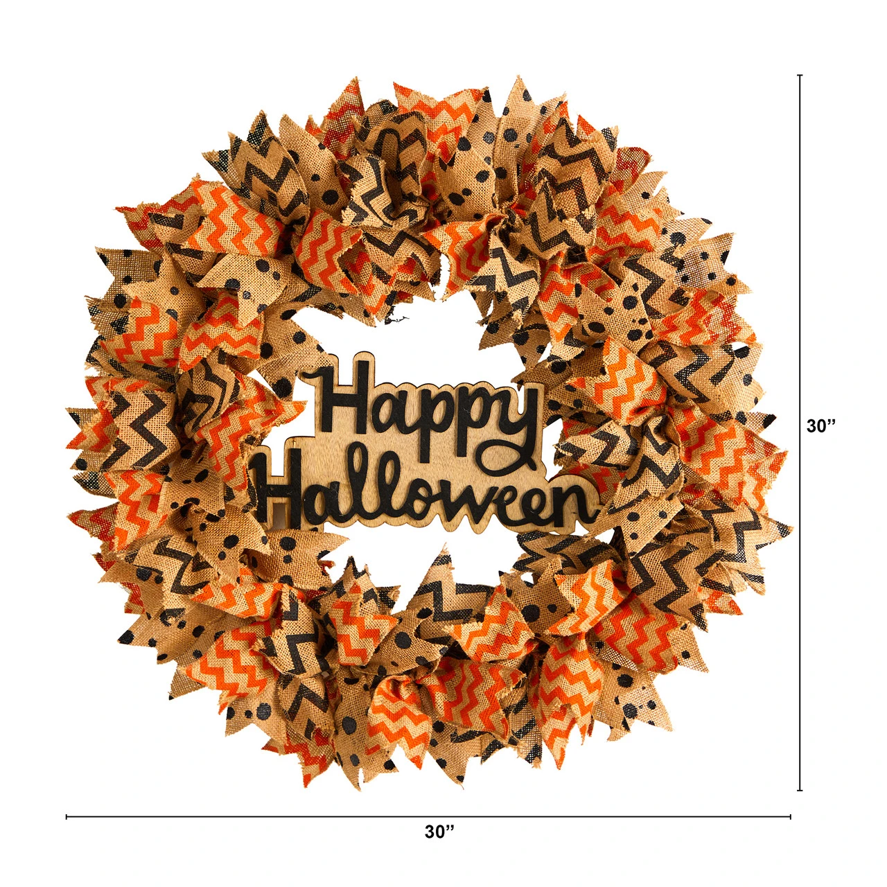Burlap Ribbon "Happy Halloween" Artificial Wreath, 30-Inch 6 Burlap Ribbon "Happy Halloween" Artificial Wreath, 30-Inch - Image 4