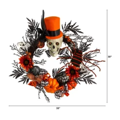 Spider And Skull With Top Hat Halloween Wreath, 30-Inch -Noel Twinkle Shop dnnl20w1197 4 97386.1679954472
