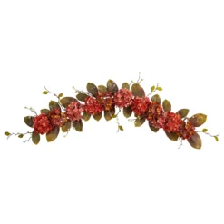 6’ X 8" Hydrangea And Berries Artificial FallHarvest Garland, Unlit