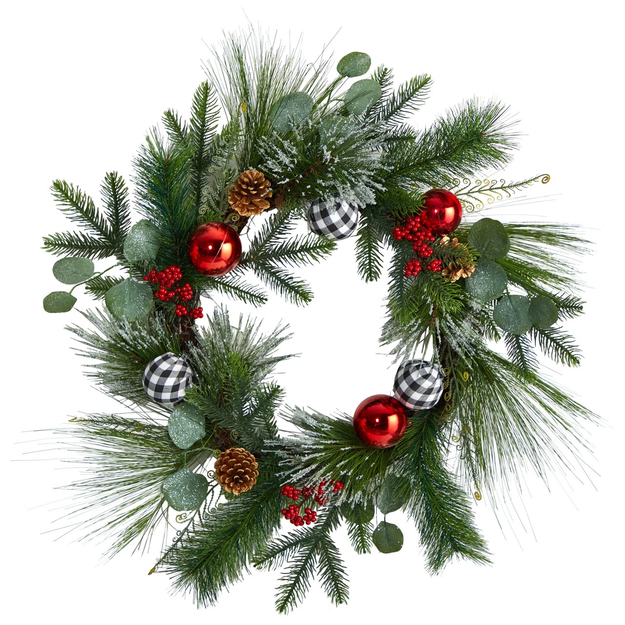 Berry And Pinecone Artificial Christmas Wreath, 24-Inch, Unlit 3 Berry And Pinecone Artificial Christmas Wreath, 24-Inch, Unlit