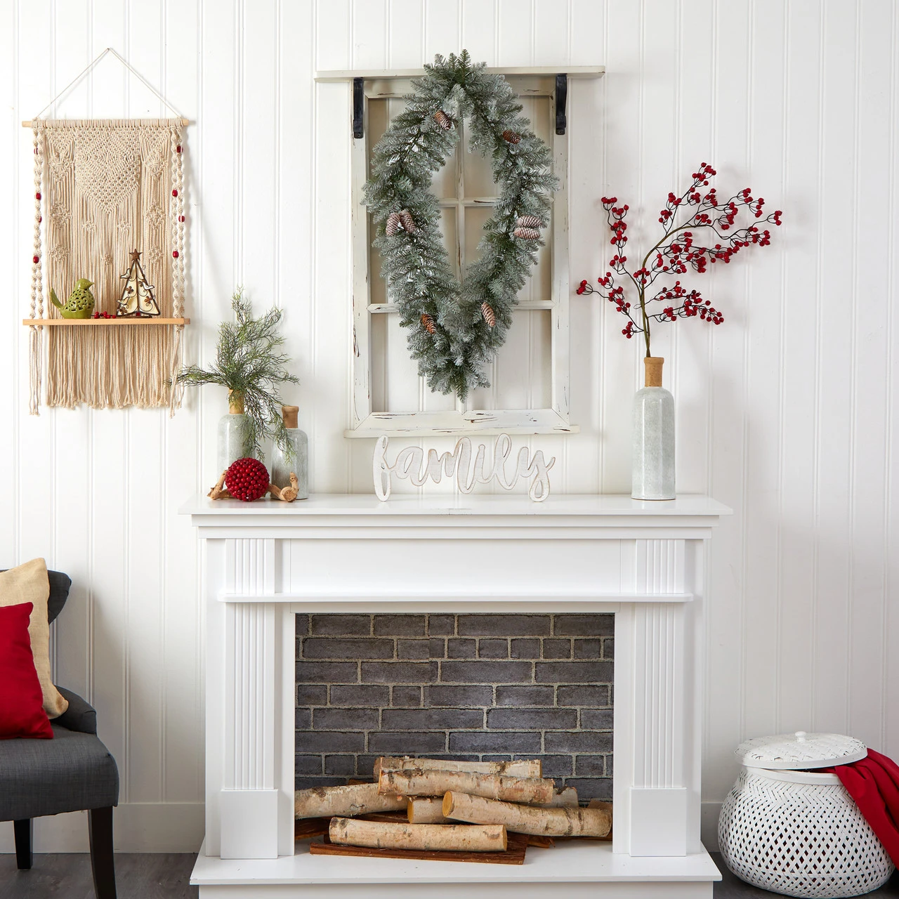 Pre-Lit Diamond Flocked Artificial Christmas Wreath, 36-Inch, Warm White LED Lights 7 Pre-Lit Diamond Flocked Artificial Christmas Wreath, 36-Inch, Warm White LED Lights - Image 5