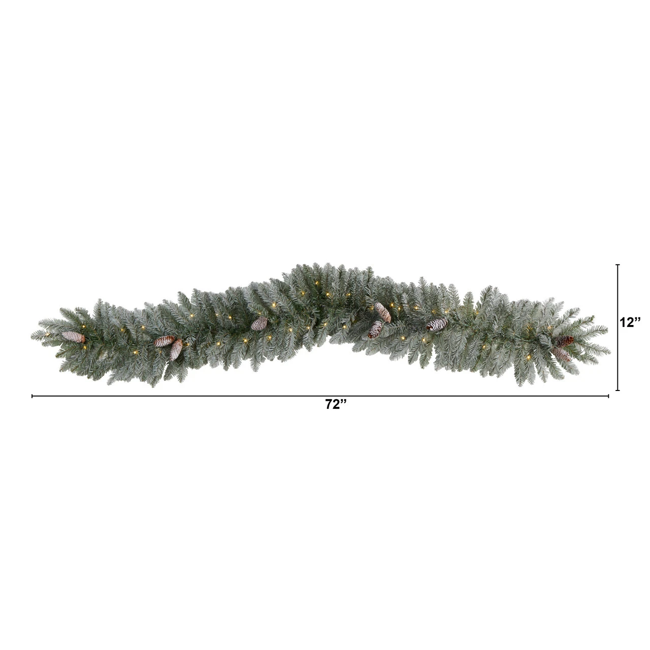 6' X 12" Pre-Lit Artificial Frosted Christmas Garland With Pinecones, Clear LED Light 4 6' X 12" Pre-Lit Artificial Frosted Christmas Garland With Pinecones, Clear LED Light - Image 2