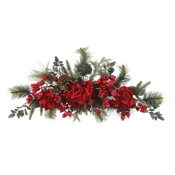 2.5' Hydrangea And Berries Artificial Christmas Swag, Unlit
