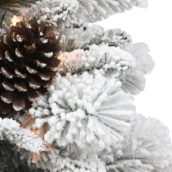 4.5' Pre-lit Potted Flocked Pine Slim Artificial Christmas Tree, Clear Lights 7 4.5' Pre-lit Potted Flocked Pine Slim Artificial Christmas Tree, Clear Lights -Noel Twinkle Shop dpul 01062 stf45c1 2 09181.1688545588