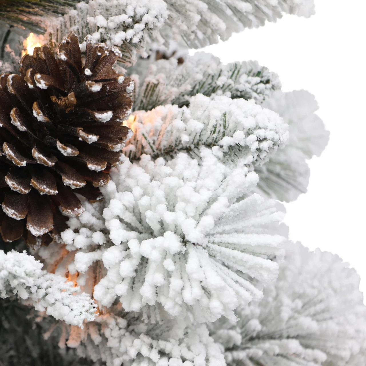 4.5' Pre-lit Potted Flocked Pine Slim Artificial Christmas Tree, Clear Lights 5 4.5' Pre-lit Potted Flocked Pine Slim Artificial Christmas Tree, Clear Lights - Image 3