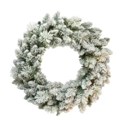 24" Unlit Flocked Spruce Puleo International Artificial Christmas Wreath