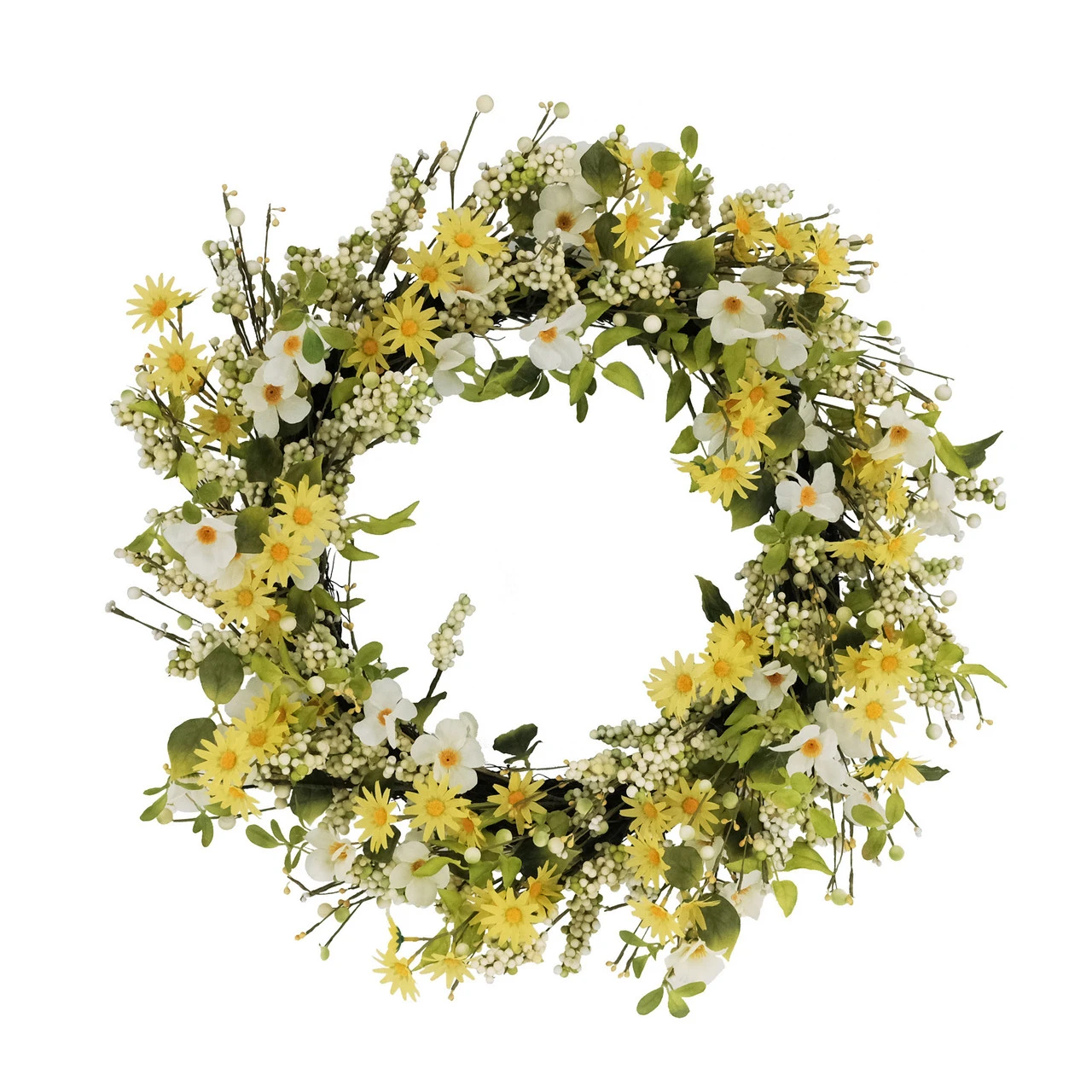 30" Yellow And Green Puleo International Artificial Dogwood And Daisy Floral Spring Wreath 3 30" Yellow And Green Puleo International Artificial Dogwood And Daisy Floral Spring Wreath