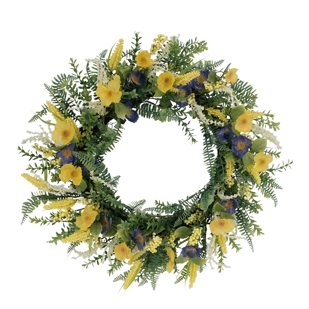 30" Green And Yellow Puleo International Artificial Poppy Floral Spring Wreath 3 30" Green And Yellow Puleo International Artificial Poppy Floral Spring Wreath