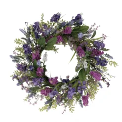 24" Vibrant Puleo International Artificial Lavender Floral Spring Wreath
