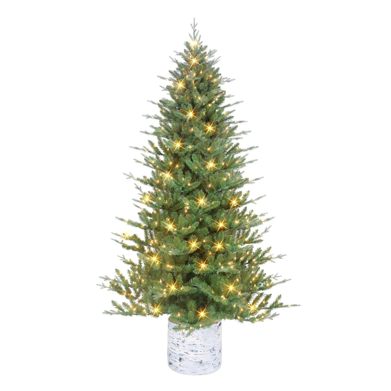7.5' Pre-lit Potted Green Pine Medium Artificial Christmas Tree, Clear Lights 3 7.5' Pre-lit Potted Green Pine Medium Artificial Christmas Tree, Clear Lights