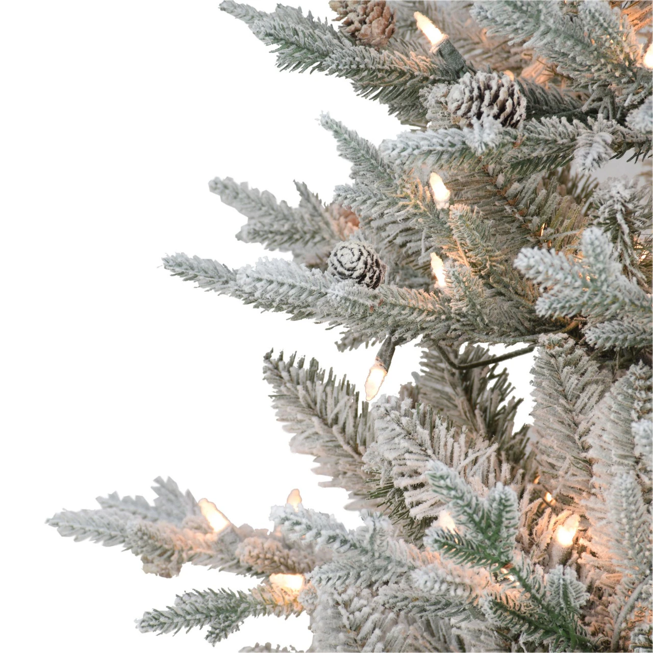 6' Pre-Lit Potted Flocked Pine Artificial Christmas Tree, Clear Lights 5 6' Pre-Lit Potted Flocked Pine Artificial Christmas Tree, Clear Lights - Image 3