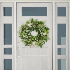 Green And White Daisy Faux Twig Spring Mixed Floral Wreath - 24-Inch, Unlit -Noel Twinkle Shop dpul 305 dw0622 24 2 33836.1667563206