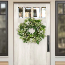 Green And White Daisy Faux Twig Spring Mixed Floral Wreath - 24-Inch, Unlit -Noel Twinkle Shop dpul 305 dw0622 24 3 44955.1667563206