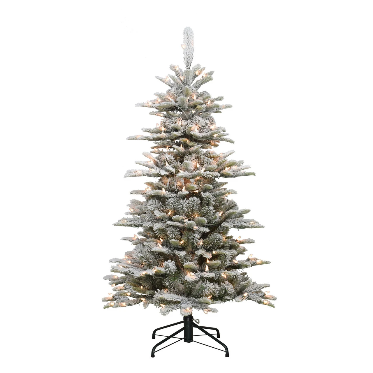 4.5' Pre-Lit Slim Flocked Aspen Fir Artificial Christmas Tree, Clear Lights 3 4.5' Pre-Lit Slim Flocked Aspen Fir Artificial Christmas Tree, Clear Lights