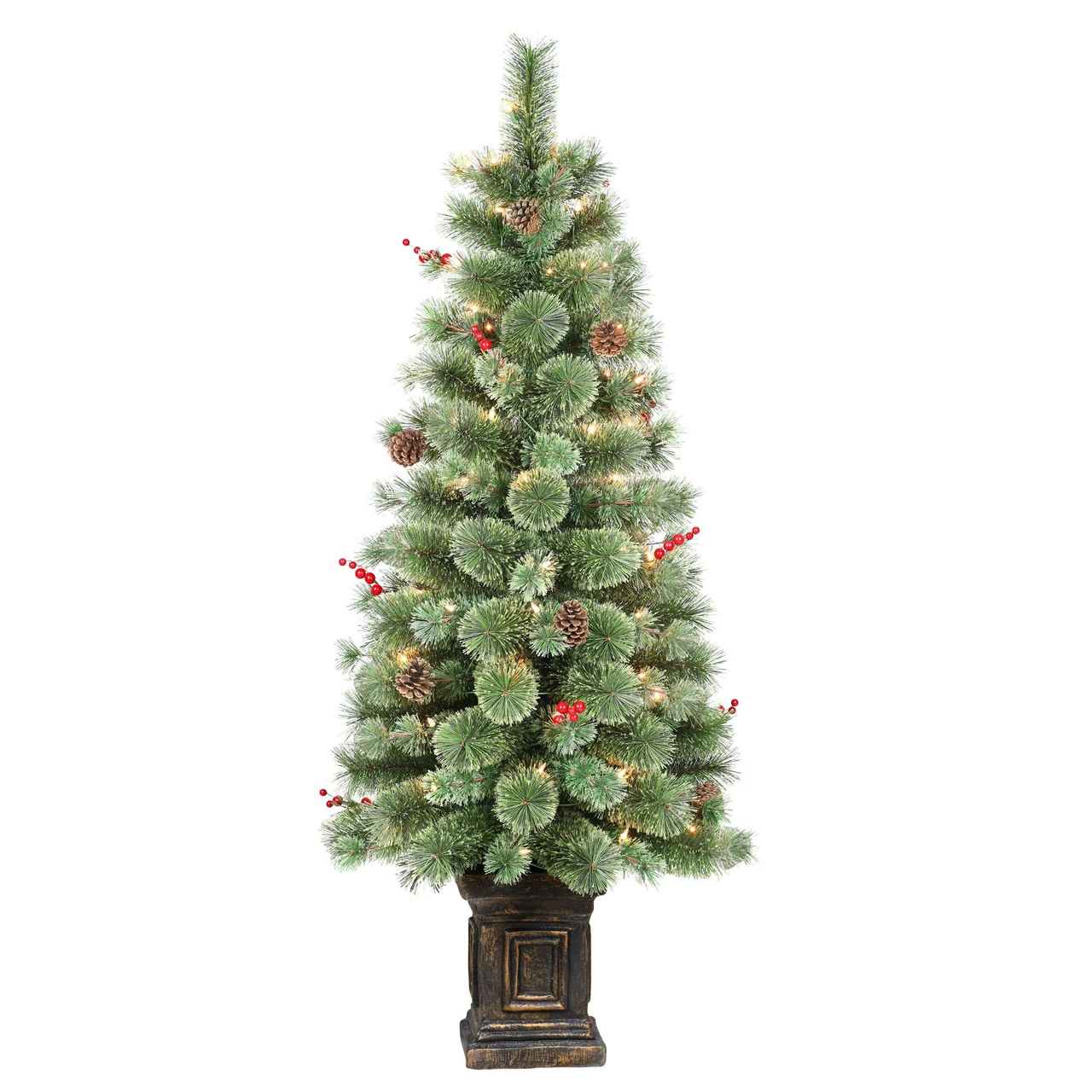 4.5' Pre-Lit Potted Natural Pine Artificial Christmas Tree, Clear Lights 3 4.5' Pre-Lit Potted Natural Pine Artificial Christmas Tree, Clear Lights