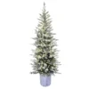 6' Pre-Lit Potted Flocked Arctic Fir Christmas Tree With Warm White LED Lights -Noel Twinkle Shop dpul pto9760 60lw120 1 18474.1667535507