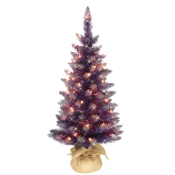 3' Pre-Lit Purple Artificial Christmas Tree With Clear Lights