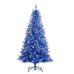 6.5' Pre-Lit Full Blue Artificial Christmas Tree, Clear Lights