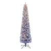 7.5' Pre-lit Flocked Fashion Blue Pencil Artificial Christmas Tree, Clear Lights -Noel Twinkle Shop dpul tpf9612 75c3 bl 1 20160.1688154567