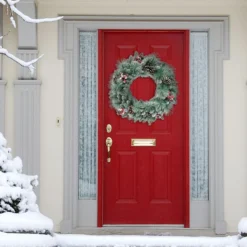 Glitter Needle Mixed Artificial Christmas Wreath, 24-Inch, Unlit -Noel Twinkle Shop dpul w9592 24 2 71636.1668756798