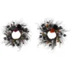 Set Of 2 Black And Grey Plastic Halloween Skull And Flower Wreath 24" -Noel Twinkle Shop dtpac g5817 04209.1669199613