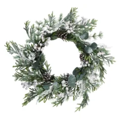 16.5" White Plastic Christmas Sparkling Wreath