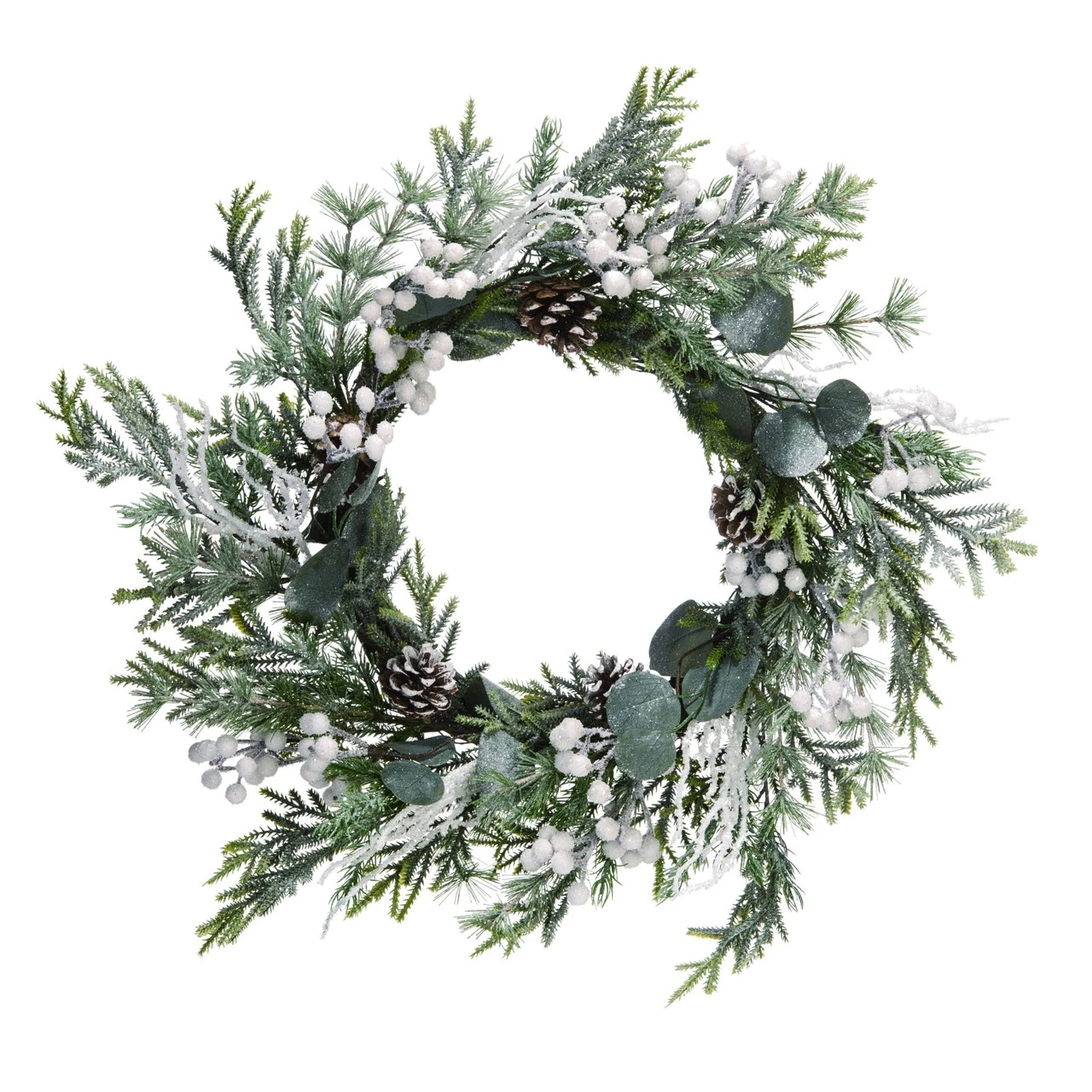 16.5" White Plastic Christmas Sparkling Wreath 3 16.5" White Plastic Christmas Sparkling Wreath