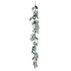 60" White And Green Pre-Lit Christmas Sparkling Ornament Garland - Unlit