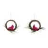 Set Of 2 Red And Green Wood Christmas Cardinal Ring Decor 7.75" -Noel Twinkle Shop dtpac g6727zu 01502.1667666326