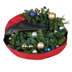 30" Red Unique Christmas Wreath Storage Bag With Direct Suspend -Noel Twinkle Shop dvlc sb 10154 rs 3 35334.1686180048