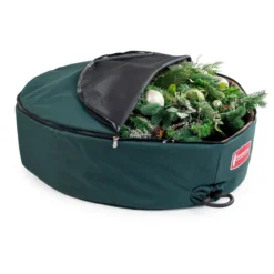 36" Green Unique Christmas Wreath Storage Bag With Removable Handle