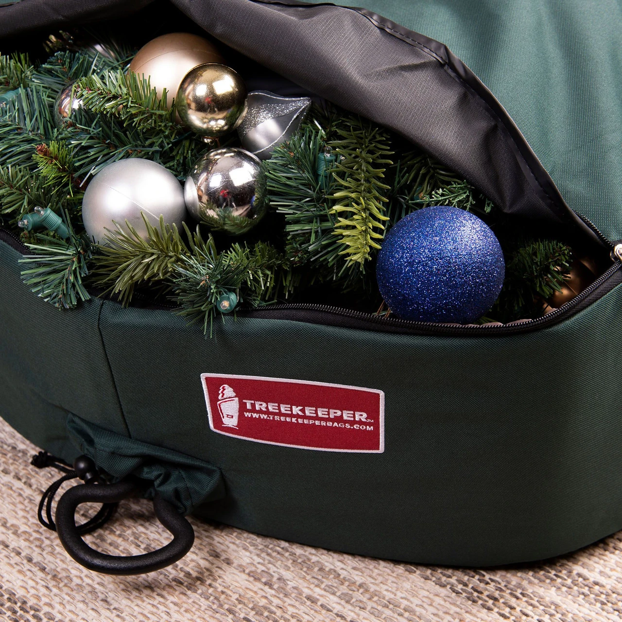 48" Green Unique Christmas Wreath Storage Bag With Removable Handle 10 48" Green Unique Christmas Wreath Storage Bag With Removable Handle - Image 8