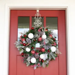 19.5" White Decorative Adjustable Wreath Hanger -Noel Twinkle Shop dvlc v 20569 wht 007 11265.1667604821