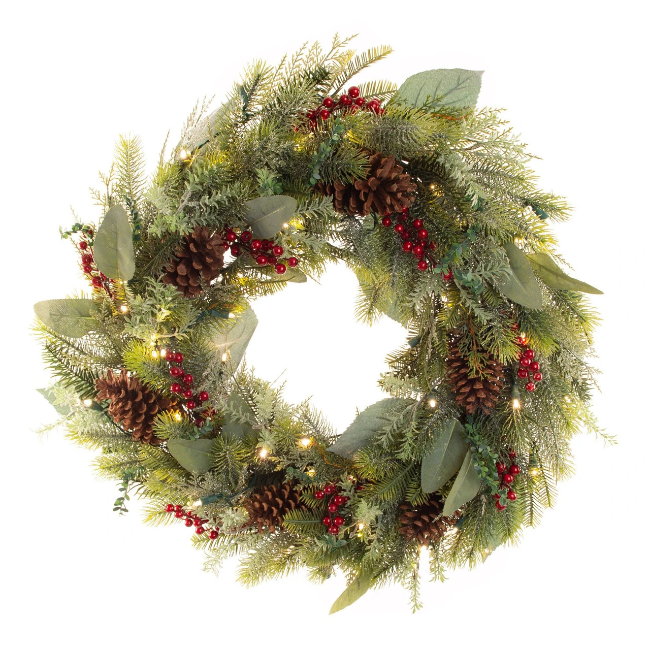 30" Green Christmas Winter Frost LED Artificial Wreath - Pre-Lit 3 30" Green Christmas Winter Frost LED Artificial Wreath - Pre-Lit